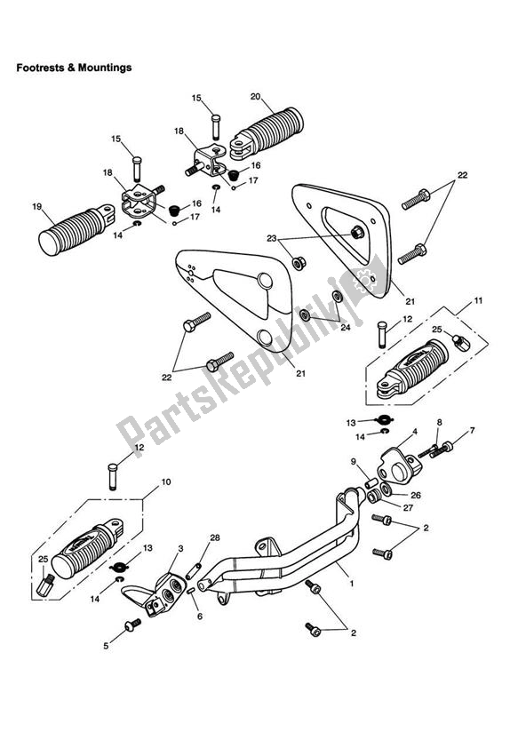 All parts for the Footrests & Mountings of the Triumph America Carburettor 790 2002 - 2007